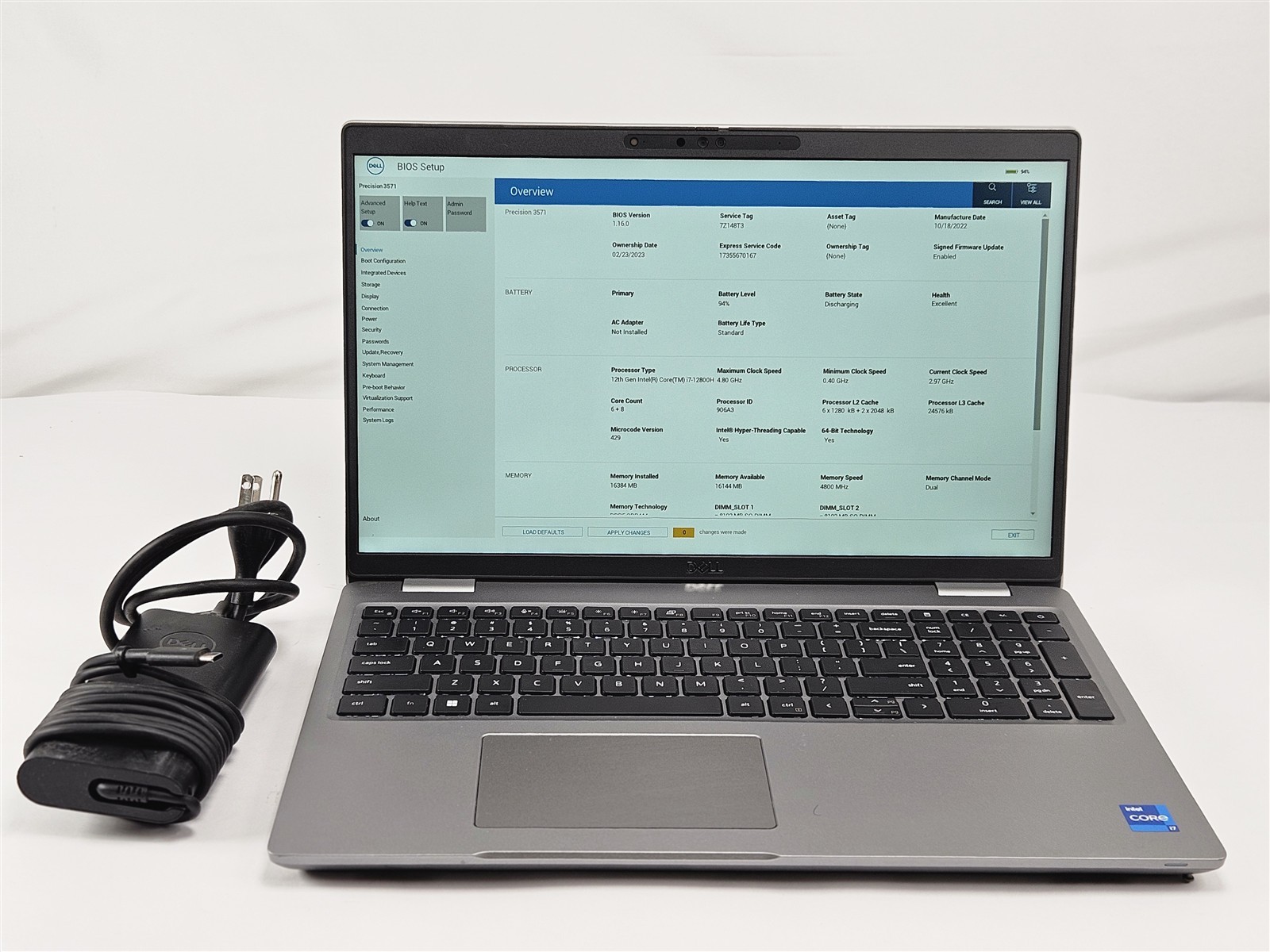 Dell Precision 3571 i7-12800H 16GB RAM 512GB SSD NVIDIA T600 15.6″ Laptop