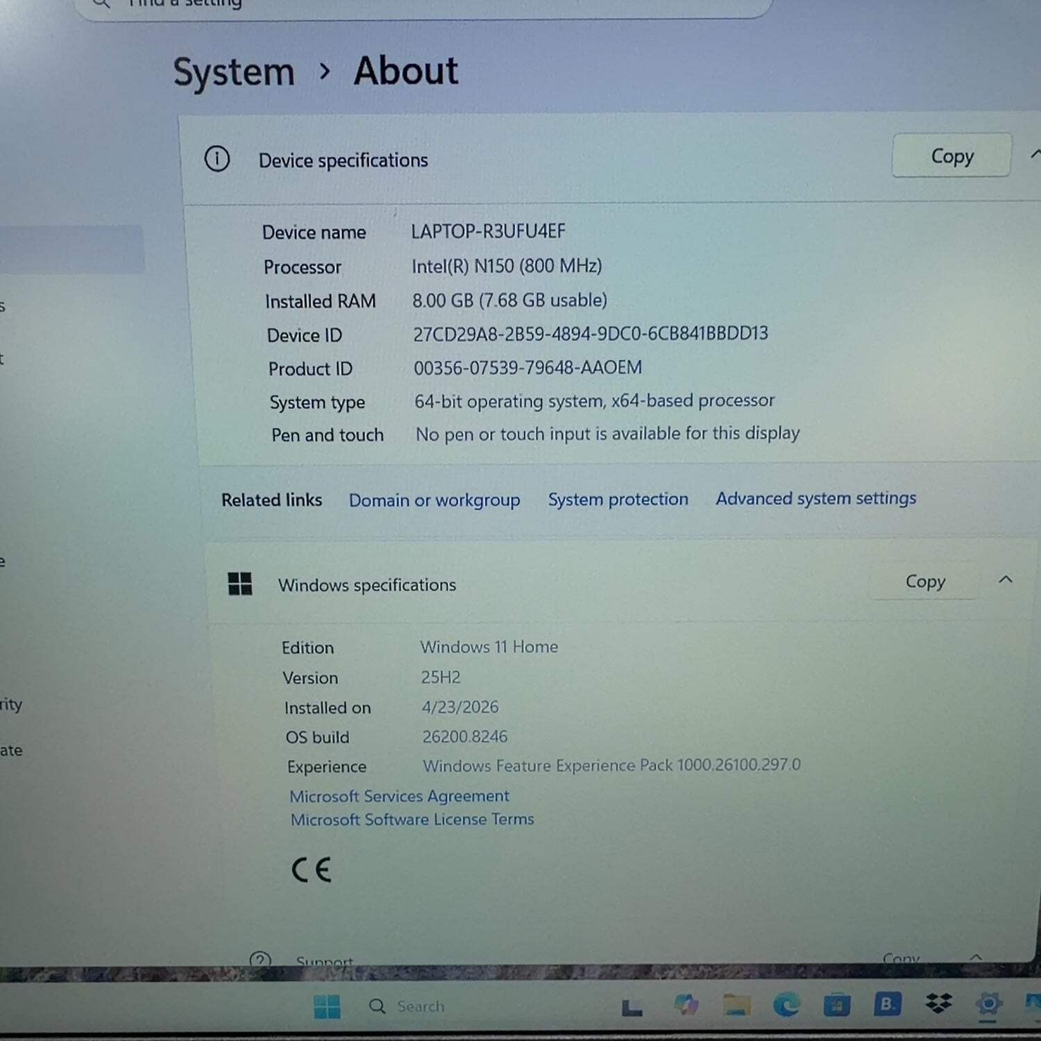 Acer Aspire Go 15 AG15-32P 15.6″ N150 8GB RAM 128GB SSD