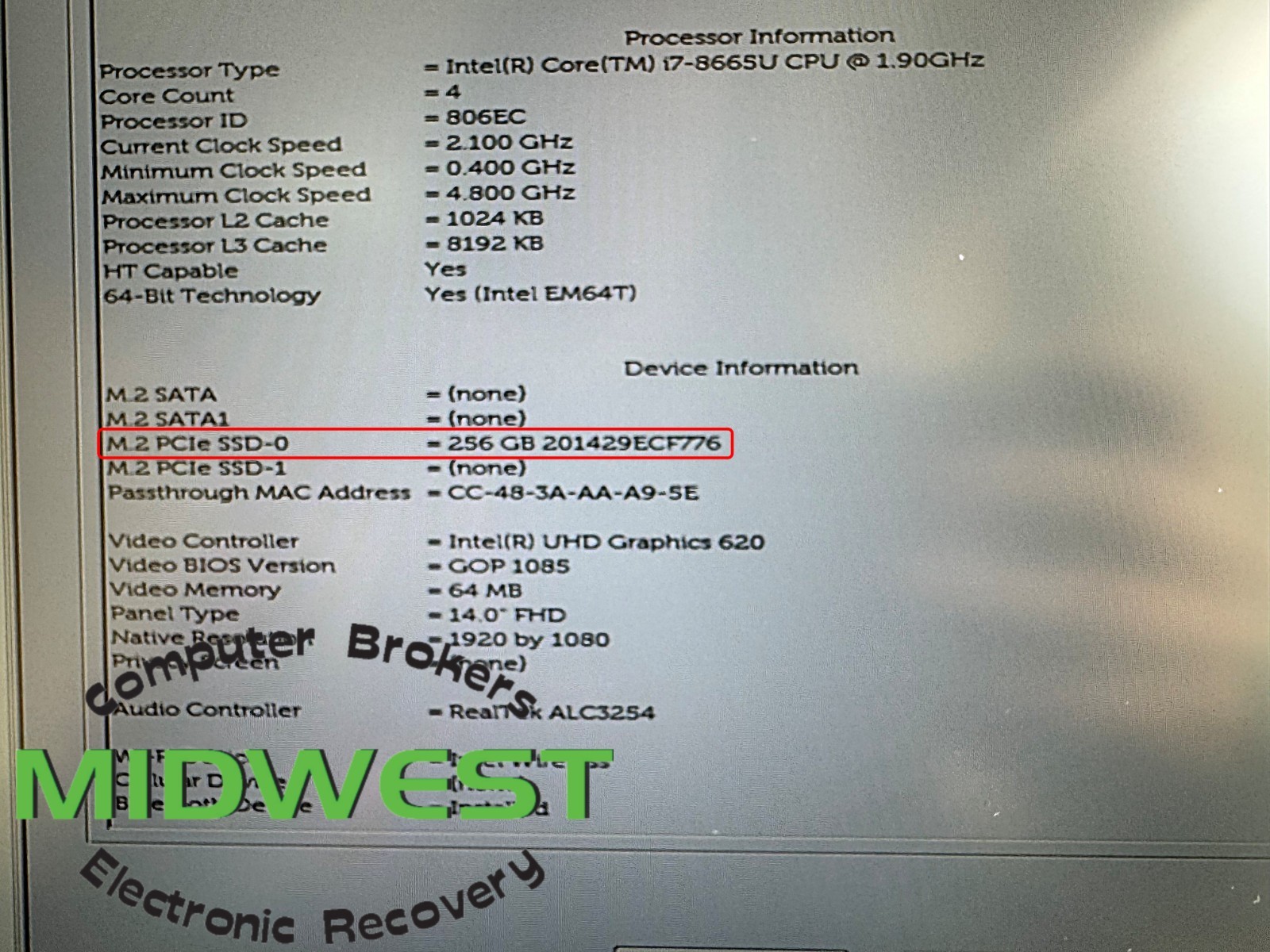 Dell Latitude 7400 i7-8665U 1.9GHz 16GB 256GB SSD