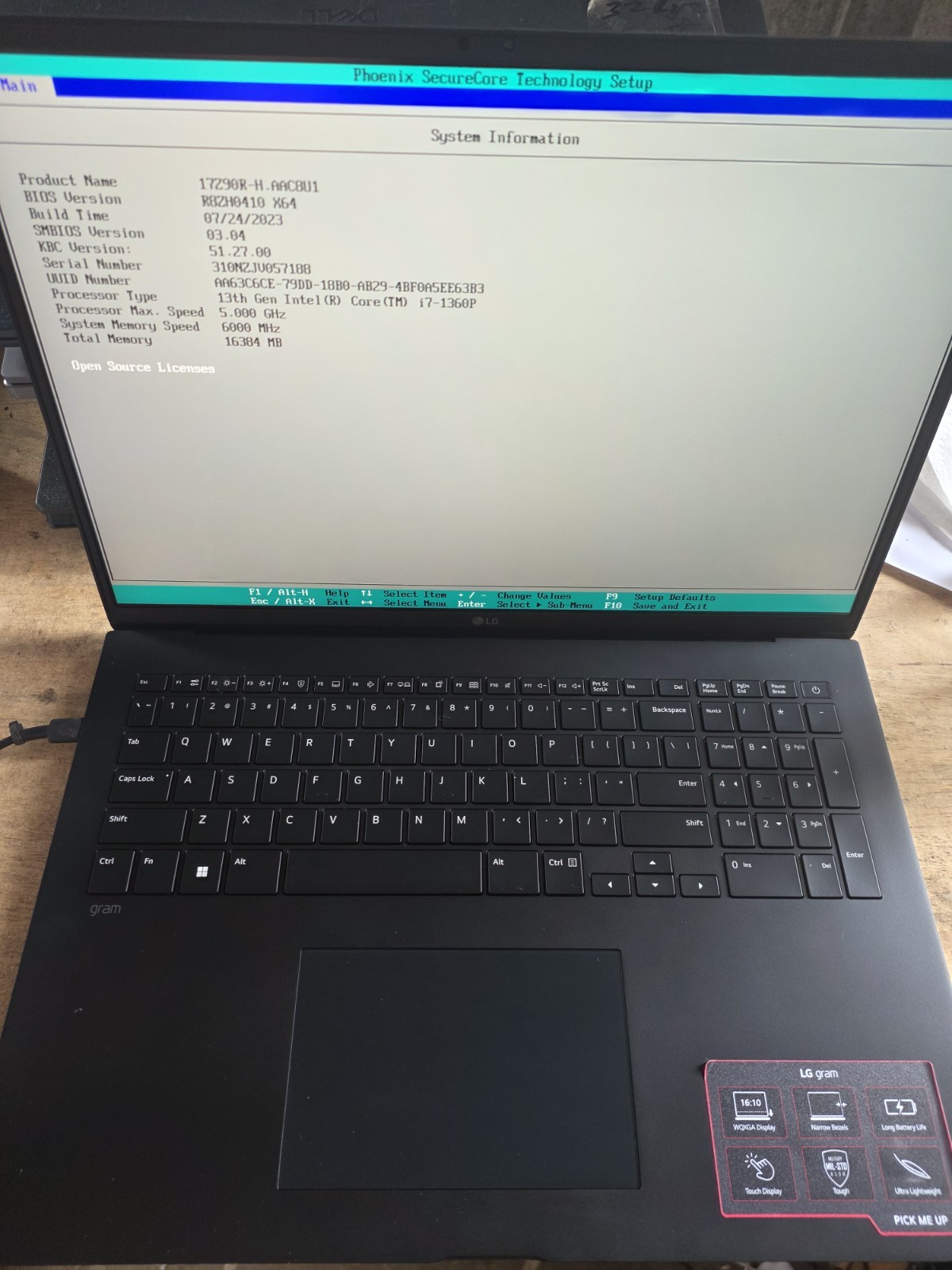 LG GRAM 17Z90R-H.AAC8U1 17″ 2560X1600 +TOUCH I7-1360P 16GB 1TB Nice