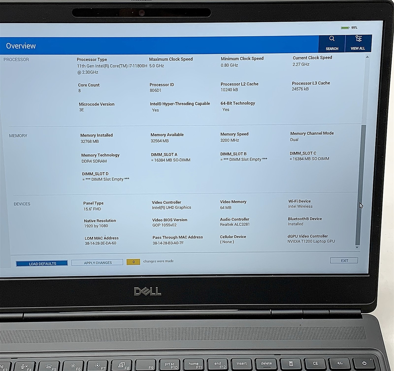 Dell Precision 7560 Laptop i7 11800H 2.3GHZ 15.6″ FHD 32GB 512GB NVMe Windows 11
