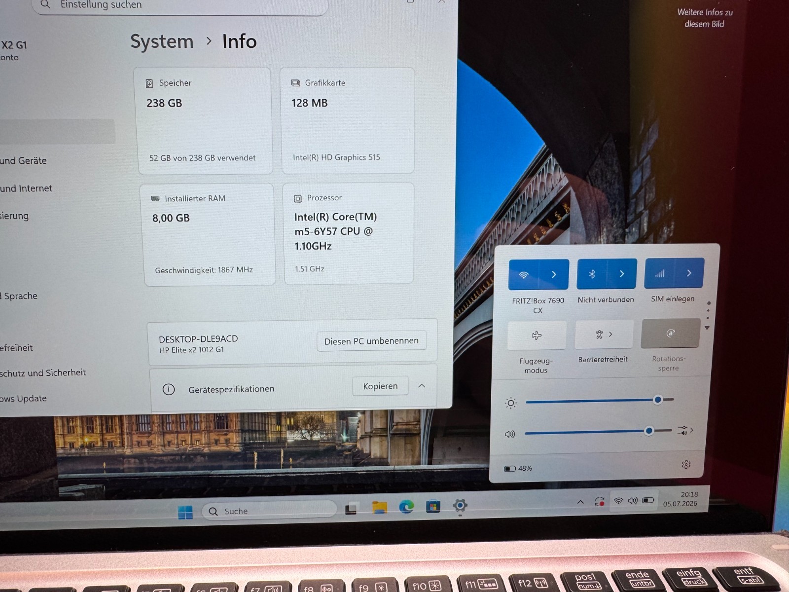 HP Elite X2 1012 G1 2-in-1 m5-6Y57 1.1GHz 8GB 256GB 12″ FHD Win 11 Pro DE LTE NB