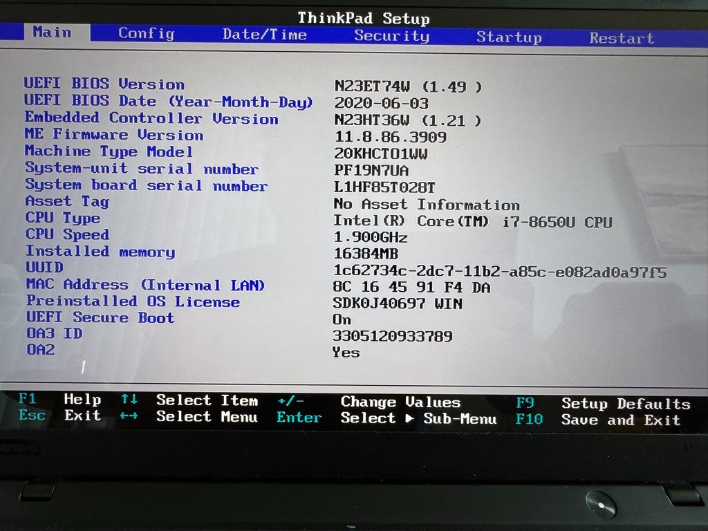 Lenovo ThinkPad X1 Carbon Gen 6 Laptop Intel Core i7-8650U 16GB RAM – No SSD
