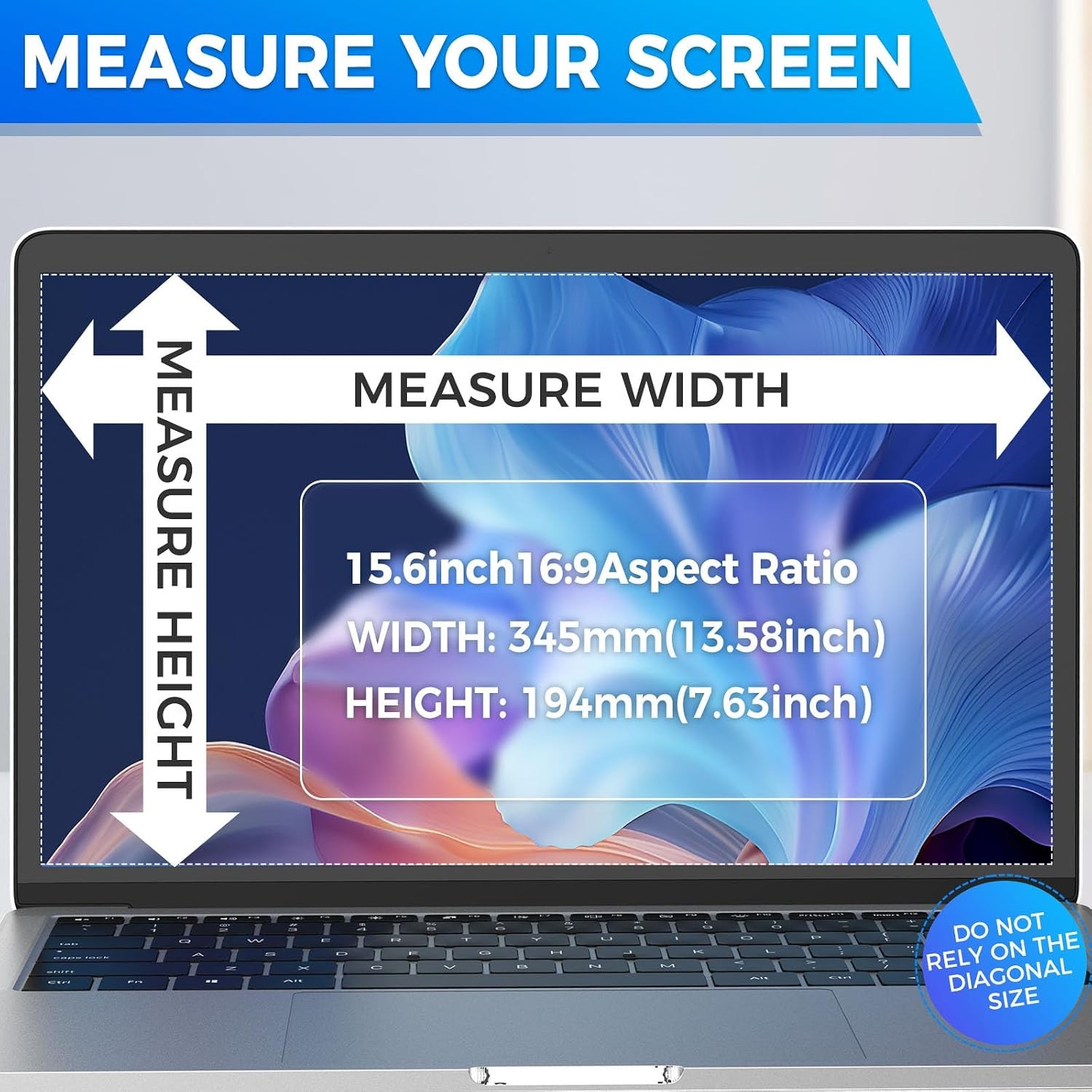 Magnetic Laptop Privacy Screen Filter 15.6 inch for 16:9 Widescreen Monitor