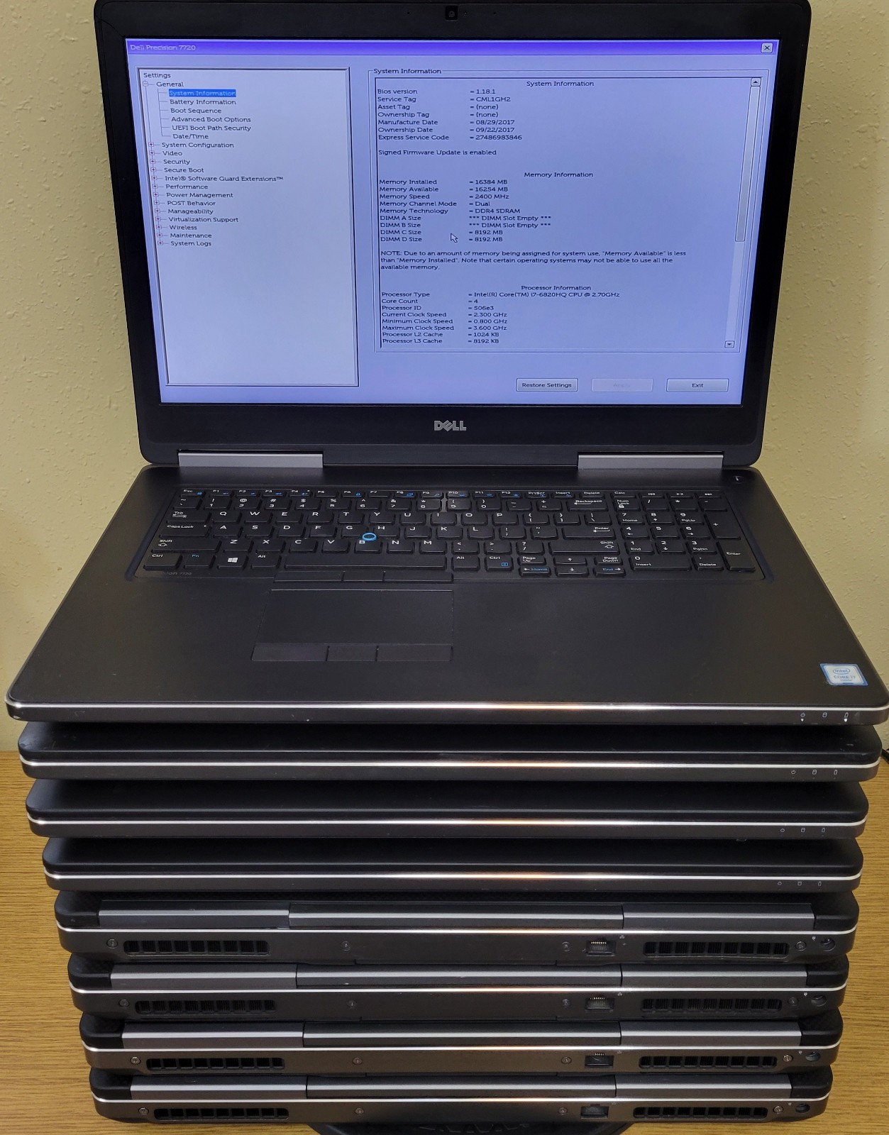 (Lot of 8)Dell Precision 7720 i5/i7-6th Gen 2.3/2.7GHz 16GB P3000/4000 No OS/SSD
