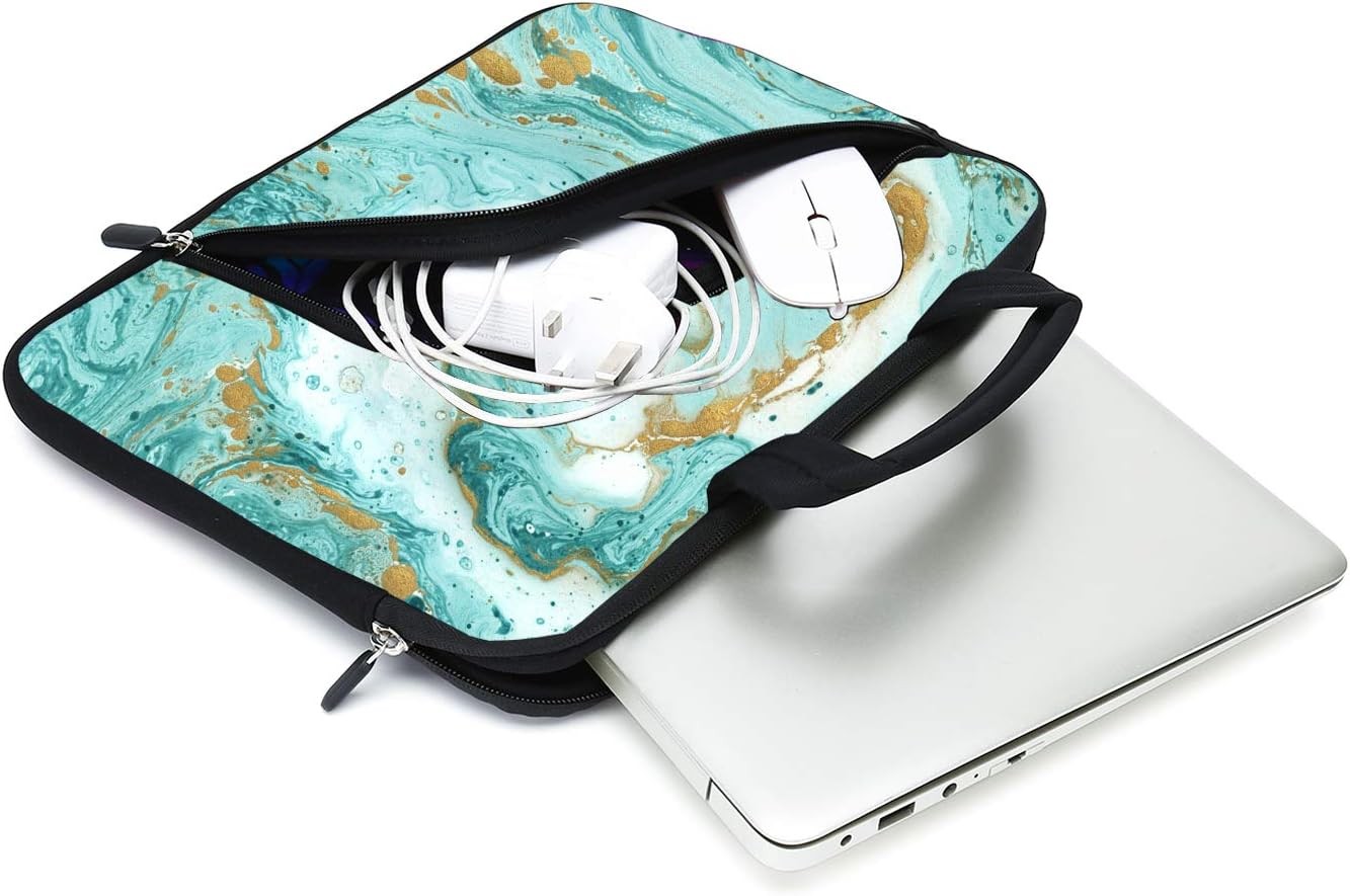 Green Marble Neoprene Laptop Case – 11.6″ to 12.2″ Fits MacBook Air, Samsung, Ac