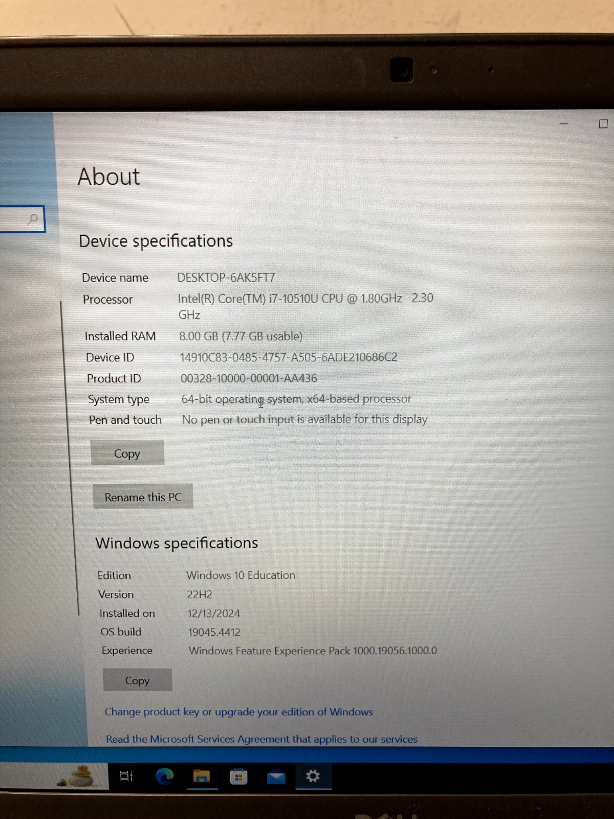 Dell Latitude 3510 15.6” Core Intel i7-10510U @1.80GHz 256GB SSD NO OS *READ