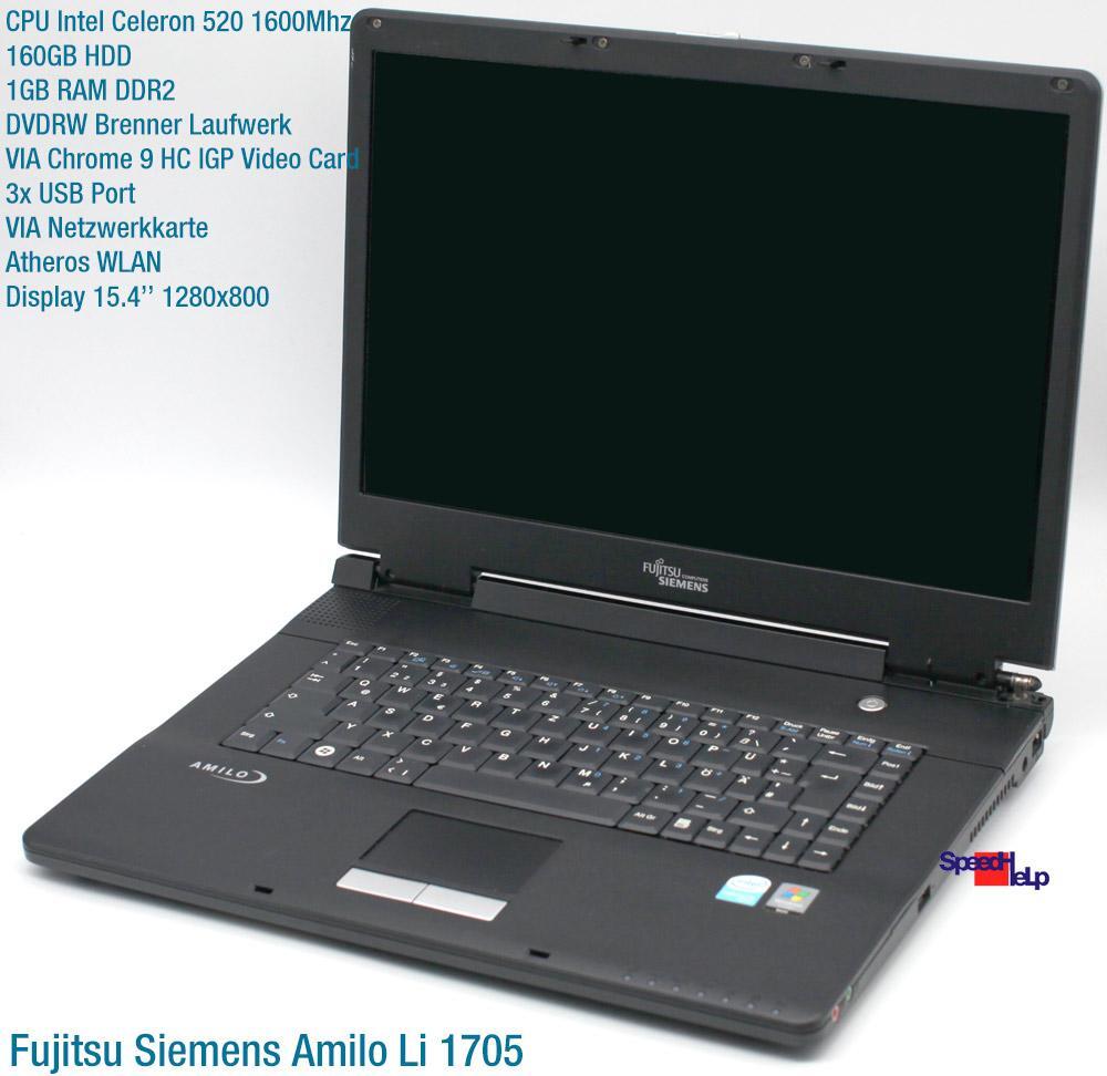 Fujitsu Siemens Amilo Li 1705 Notebook 160GB Hdd 1GB Ram Dvdrw For Windows Xp