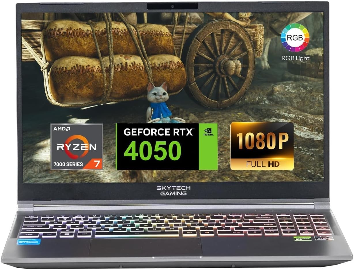Skytech Gaming Lumi Gaming Laptop: Ryzen 7 7435HS,RTX 4050, 1TB Gen4, 16GB-USED