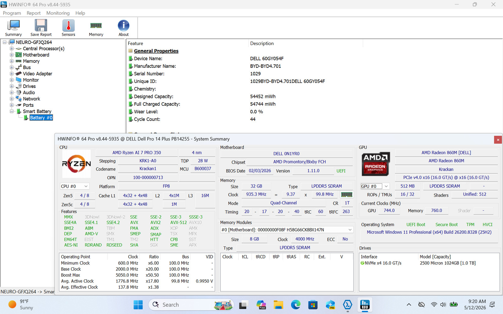 Dell Pro Plus 2-in-1 PB14255 14″ FHD+ Touch RYZEN AI 7 PRO 350 1TB SSD 32GB W11P
