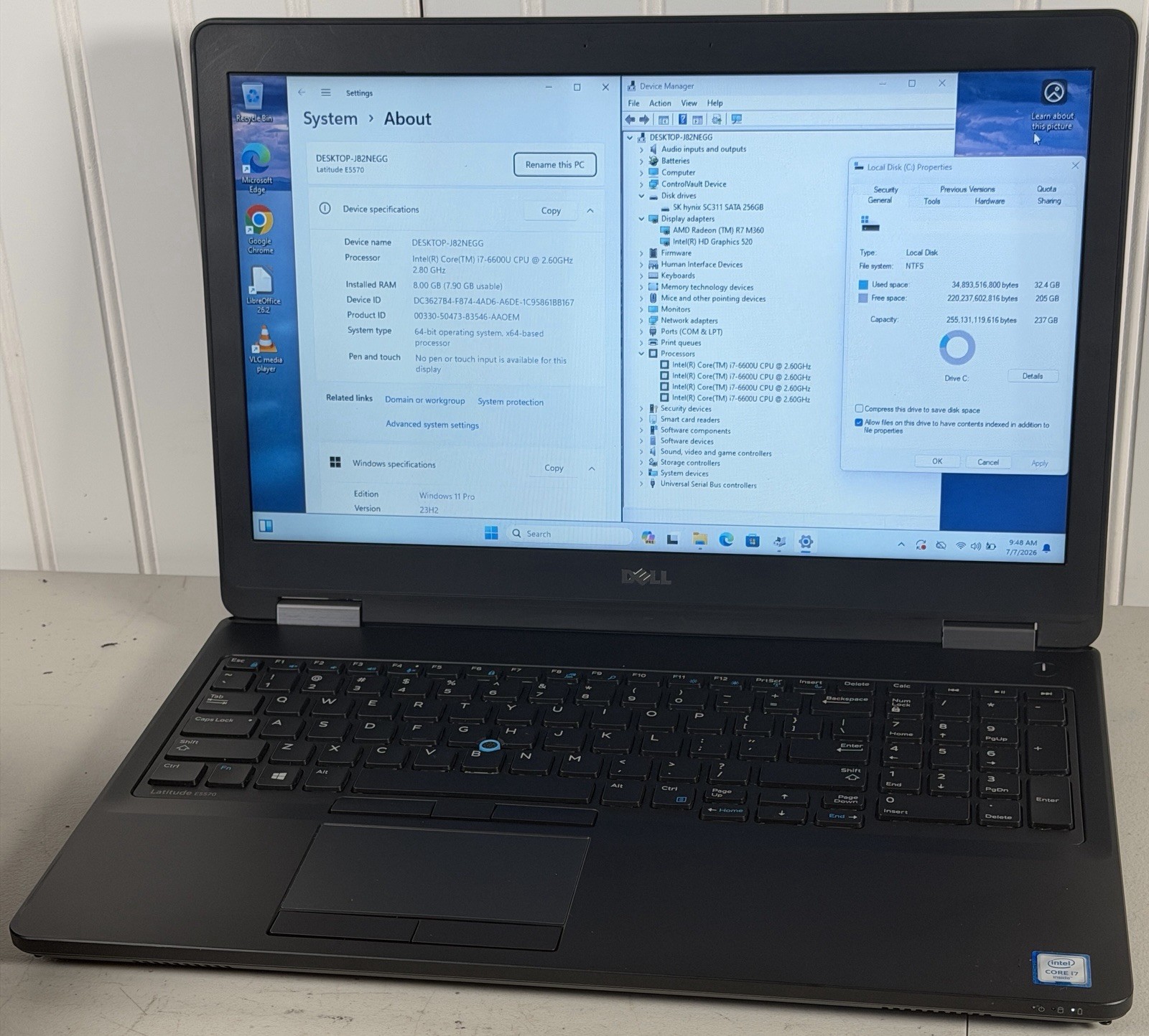 Lot of 6 Dell Latitude E5570 i7-6600U 8GB 256GB SSD Radeon R7 Win11P No Chargers