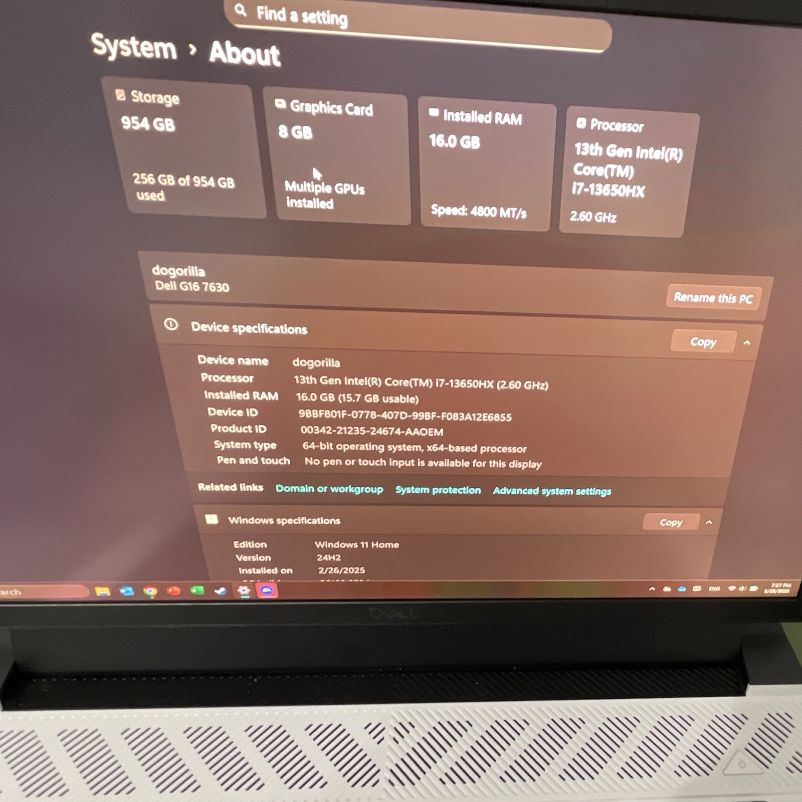 Dell G16 7630 Gaming Laptop i7-13650HX RTX 4060 16GB RAM 1TB SSD 16″ Win11 White