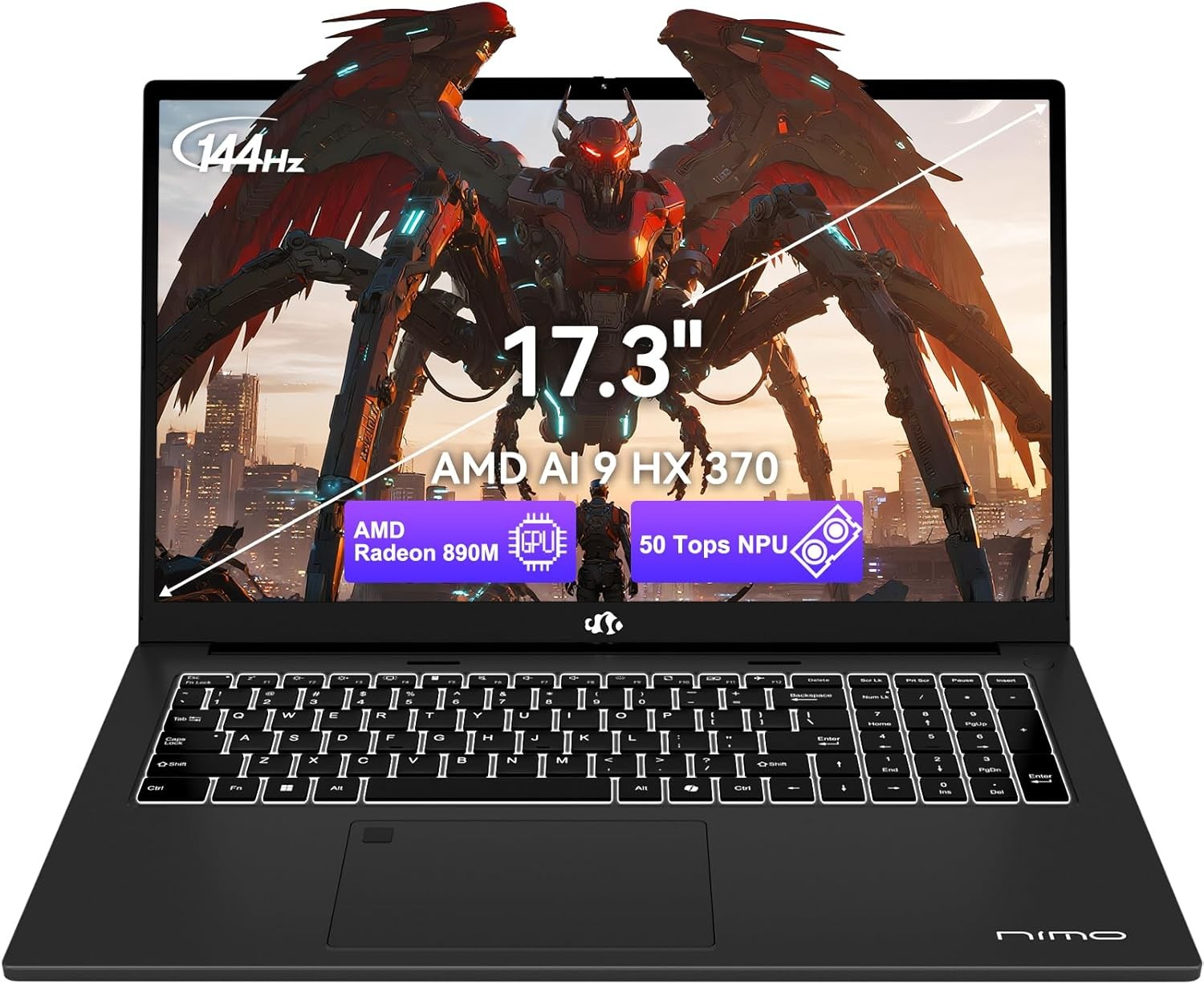 NIMO 17.3″ AI Laptop, AMD Ryzen AI 9 HX 370 Radeon 890M, 32GB RAM 1TB SSD, DDR5