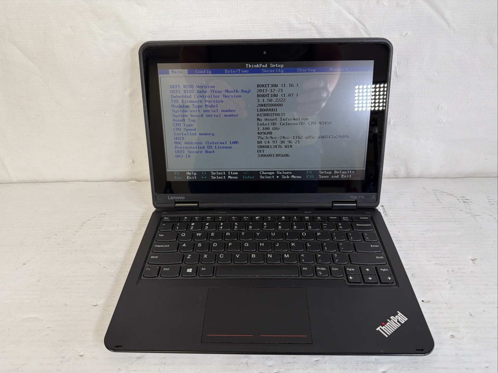 Lenovo ThinkPad Yoga 11E TOUCH Celeron N3450 1.10GHz 4GB NO HDD/OS – FRAME SPLIT
