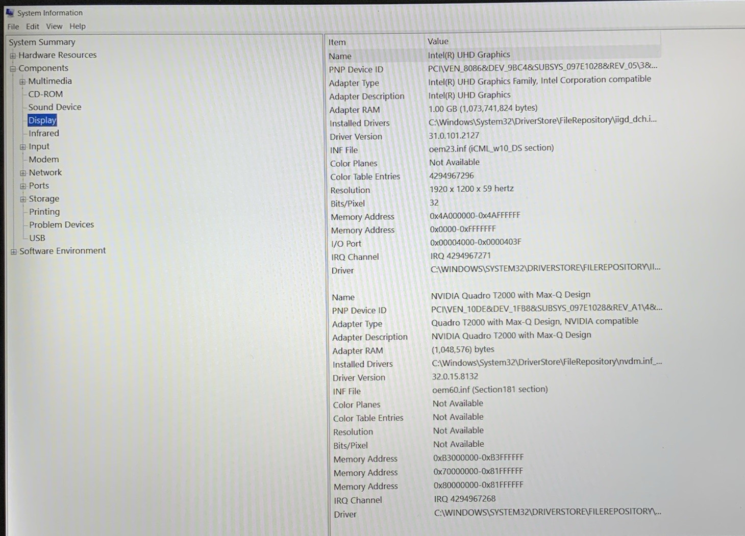Dell Precision 5550 Intel Core i7-10750H 32GB DDR4 512GB NVMe Nvidia T2000 W10P