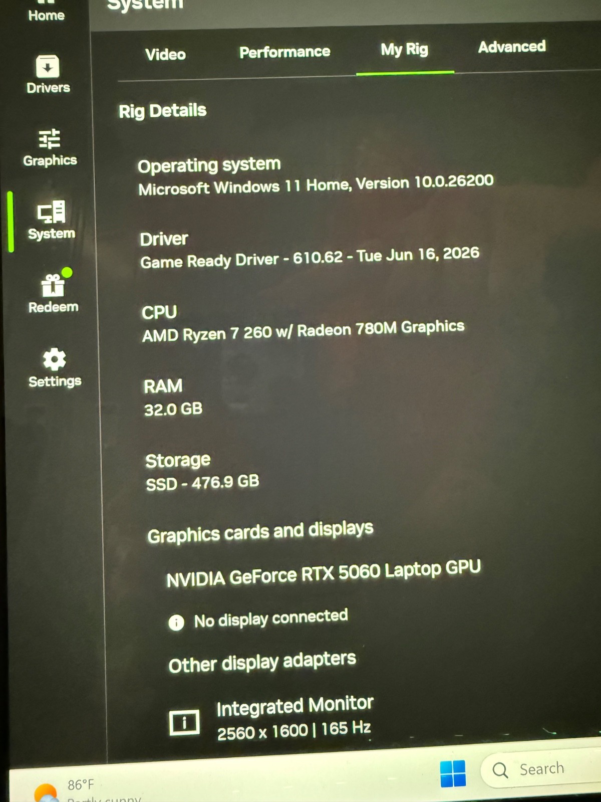 Lenovo Legion 15.1″ OLED Gaming Laptop. Ryzen 7 260 Rtx 5060 upgraded 32GB Ram