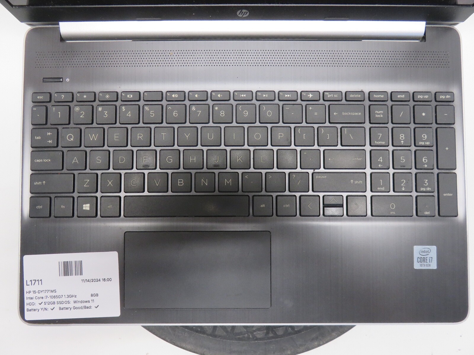 HP 15-DY1771MS Intel Core i7-1065G7 1.3GHz 8GB Windows 11512GB SSD