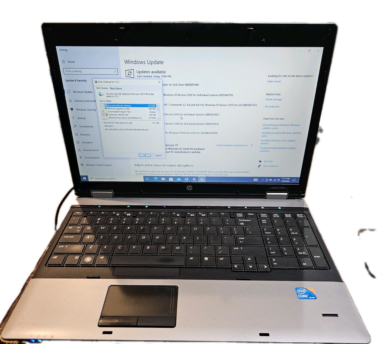 HP ProBook 6550b 15.6-inch 8 GB RAM, SSD, DVD, WIN 7,10,11 Pro, Serial/VGA ports