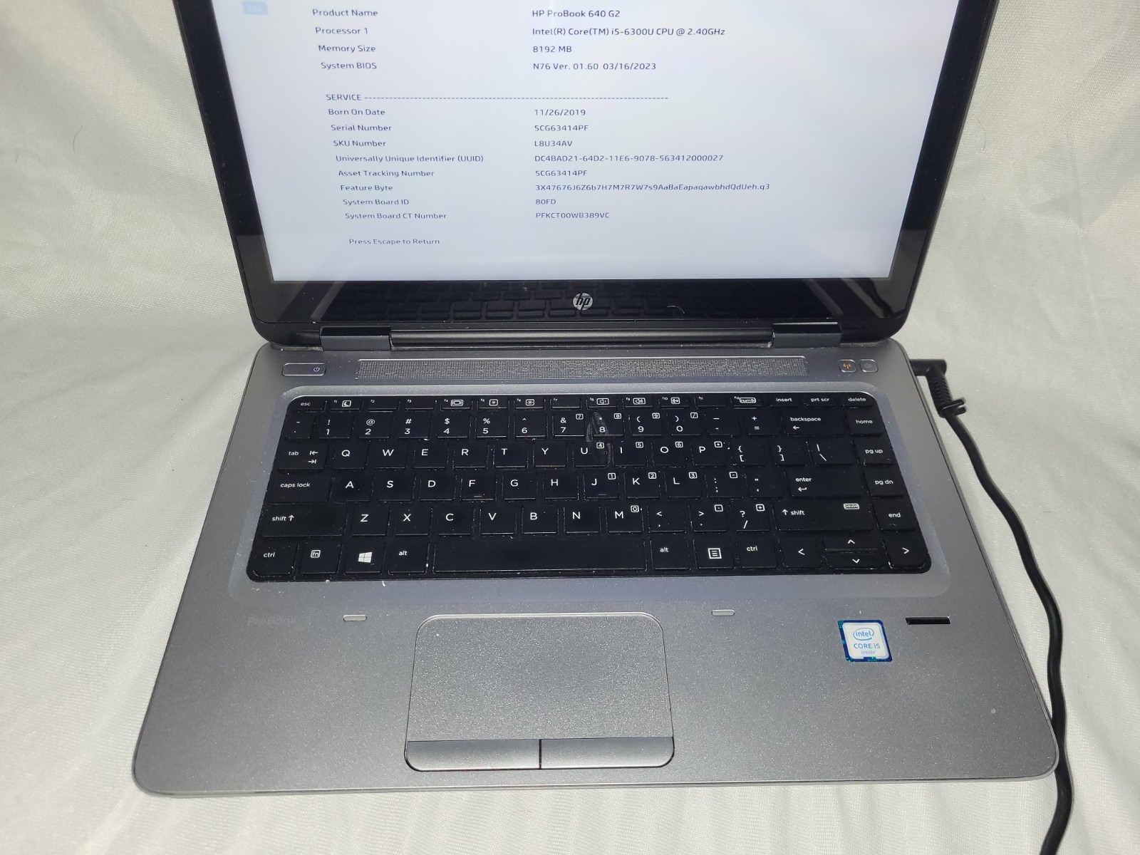 HP ProBook 640 G2 14″ Touch Screen Laptop Intel Core i5 8GB RAM No Hard Drive