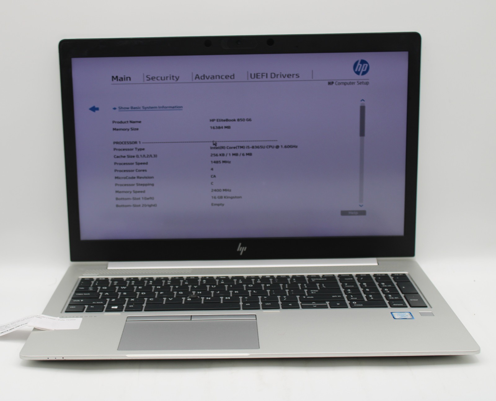 HP EliteBook 850 G6 _ i5-8365U @ 1.6 _ 16GB RAM _ No SSD / OS