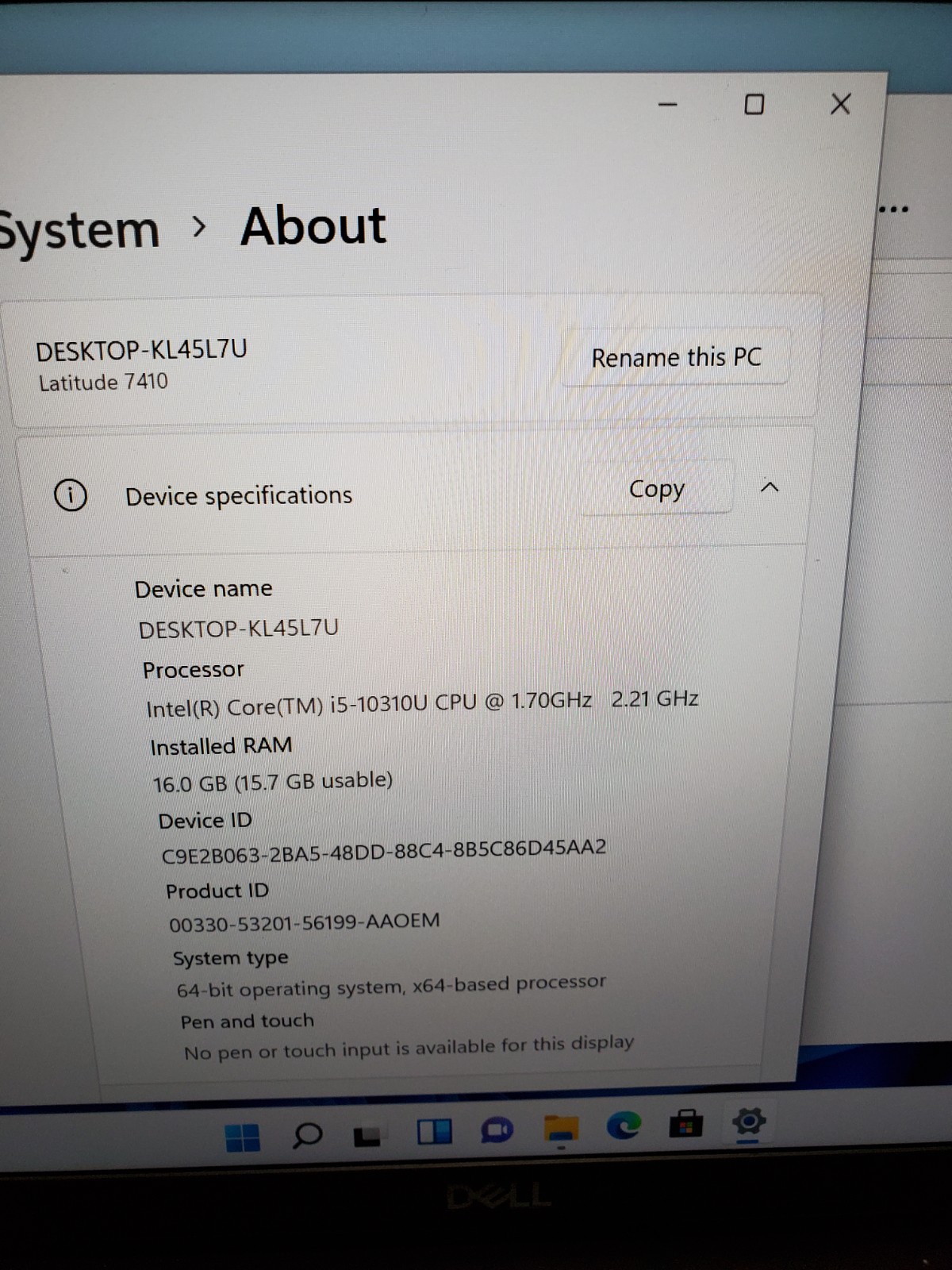 Dell Latitude 7410 14″ Laptop i5-10310U 1.7GHz 16GB RAM 256GB SSD Win11 #69