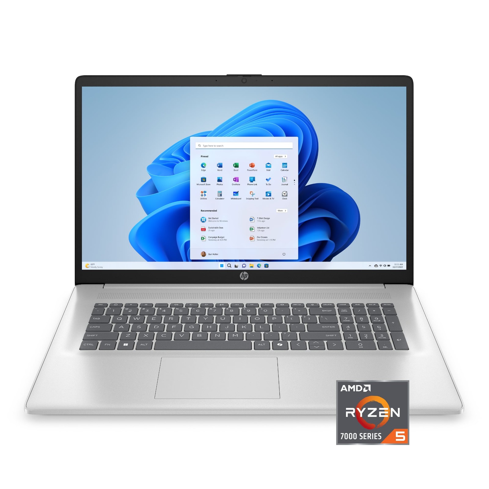 HP – 17.3″ Full HD Laptop – AMD Ryzen 5 – 8GB Memory – 512GB SSD – Natural Si…