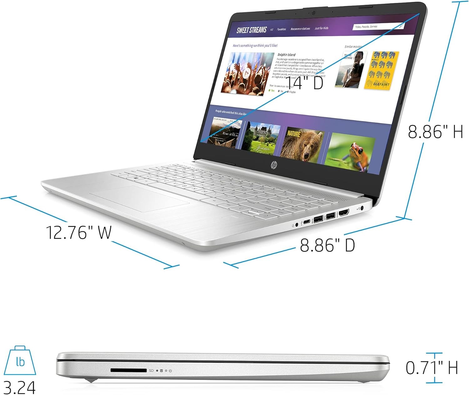HP 14-dq2055wm 14″ FHD i3-1115G4 Intel UHD Graphics 4GB RAM 256GB SSD WIN 10 S