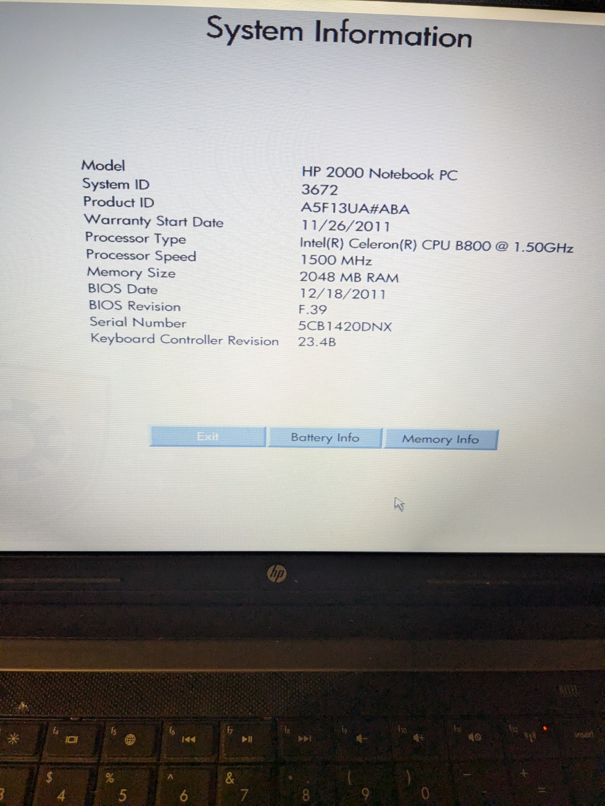 HP 2000 Notebook PC 15.6″ Intel Celeron 1.50GHz 2GB Win 7 HP HDD Black