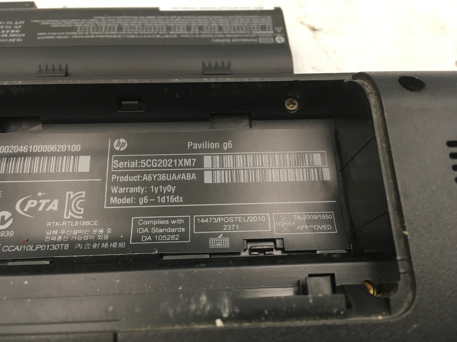 HP PAVILION G6 1D16DX – BOOTS TO BIOS – INTEL PENTIUM B940 – 4GB RAM – READ – BB