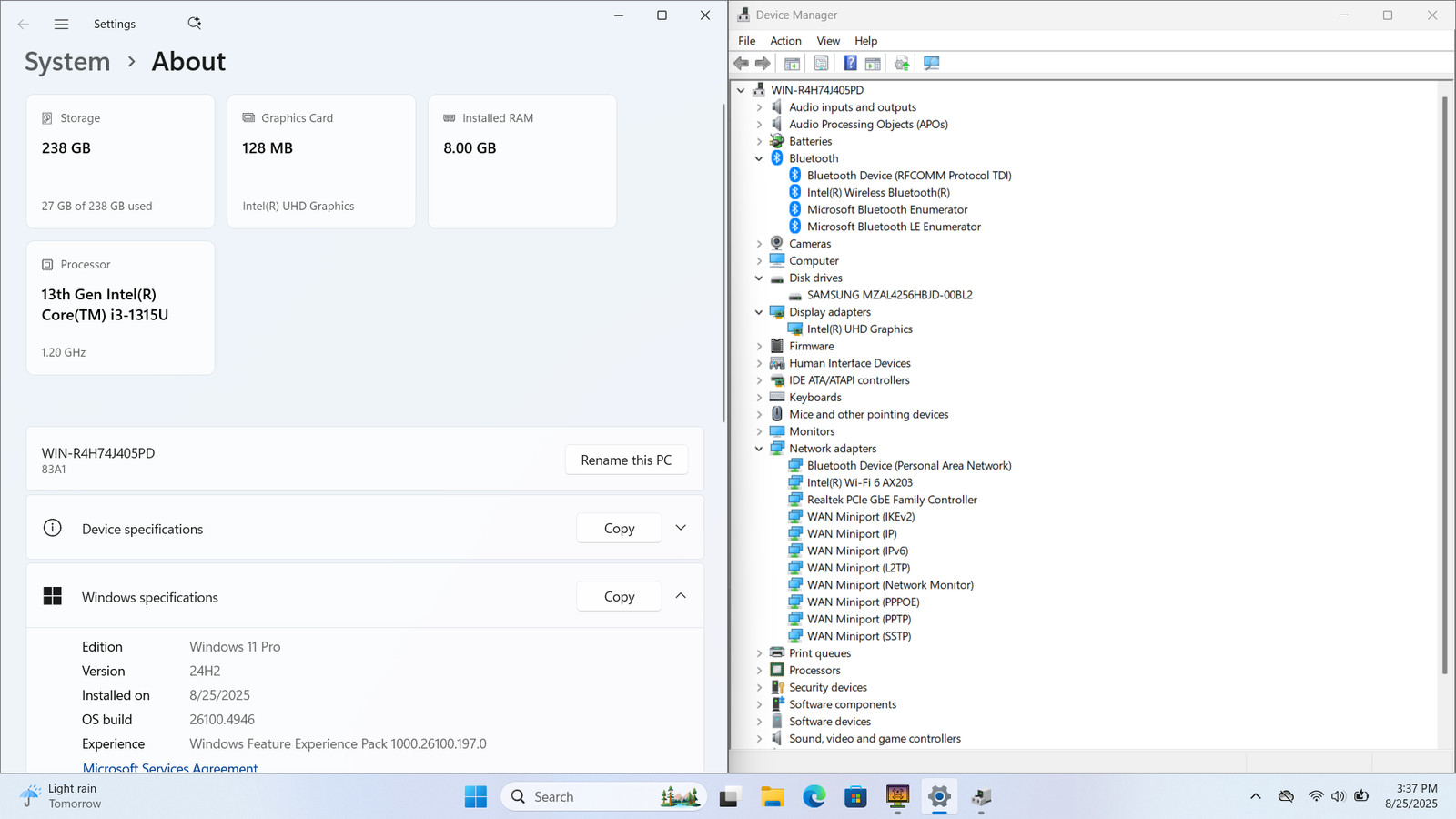 Lenovo V15 G4 IRU 15″ FHD 13TH I3-1315U 256GB SSD 8GB W11P Webcam