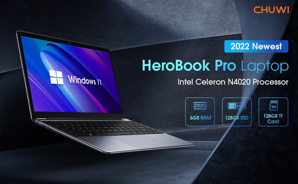 CHUWI 14.1″ HD 2.8GHz Laptop – Intel Celeron N4020 with 8GB 256GB SSD NoteBook