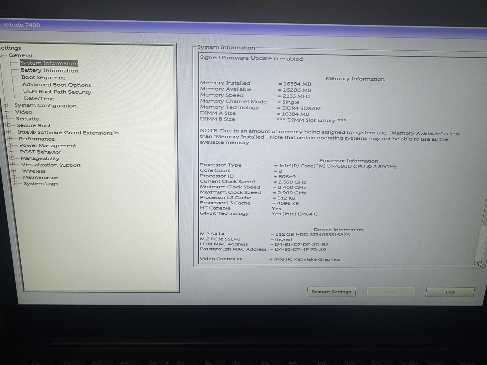 Dell Latitude 7480 • Intel i7‑7600U • 512GB NVMe • 8GB RAM • Windows 11
