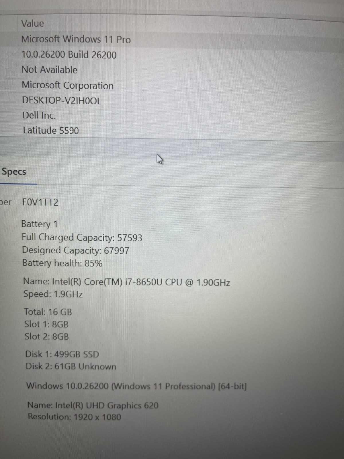 Dell Latitude 5590 15.6″ Laptop i7-8650U 1.90GHz 16GB RAM 512GB SSD Win 11 Pro