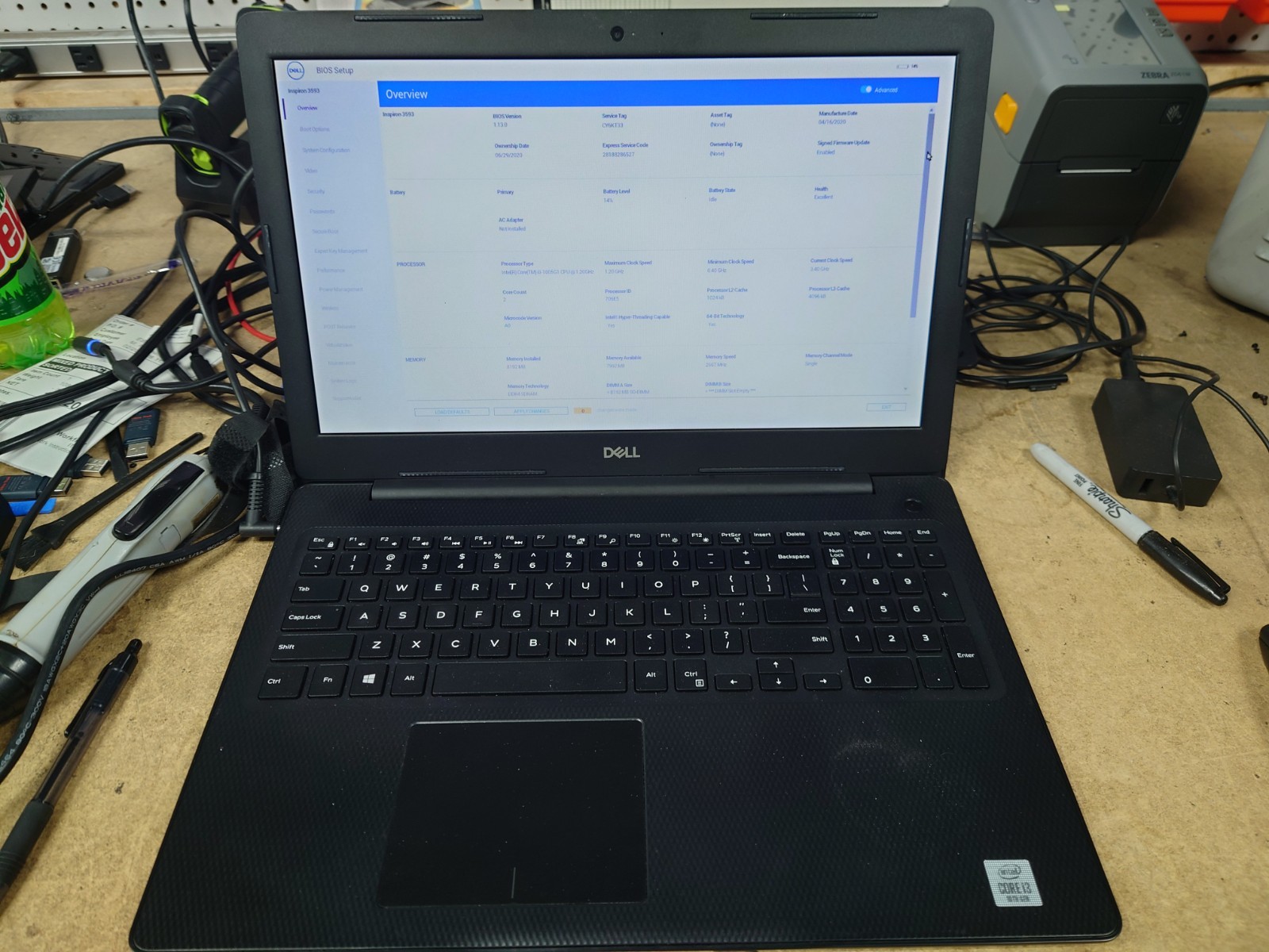 Dell Inpiron 3593 15.6″ HD i3-1005G1 8GB RAM No OS/SSD