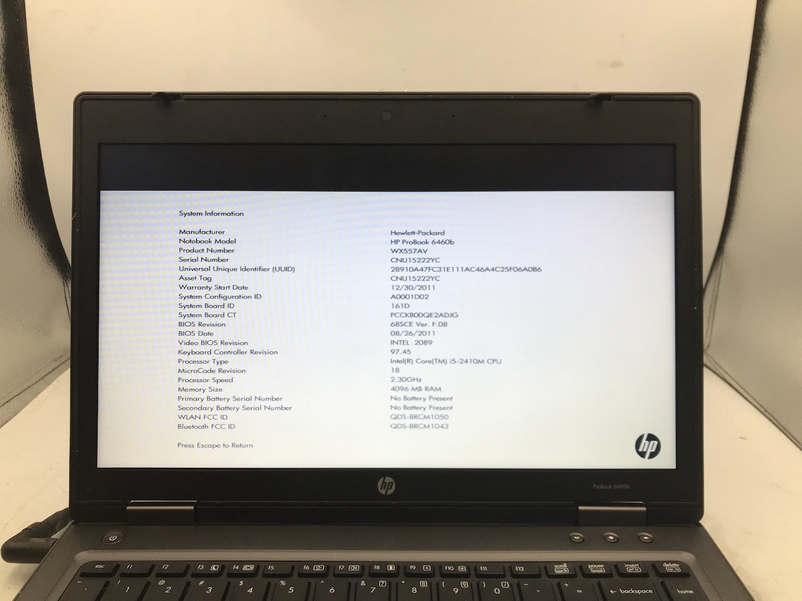 HP PROBOOK 6460B – LOT OF 2 – BIOS LOCKED – INTEL I5 2410M – NO RAM – READ – BB!