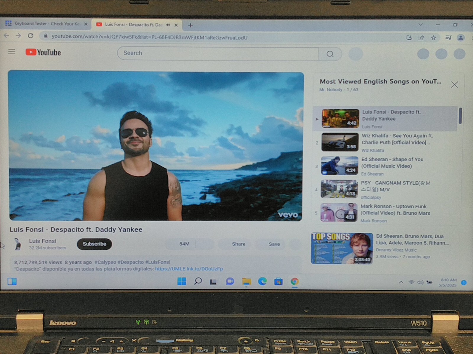 Lenovo ThinkPad W510 pro 15.6″i7-Q720 1.6GH 10GB RAM 256GB SSD W11p*READ R96N4RF