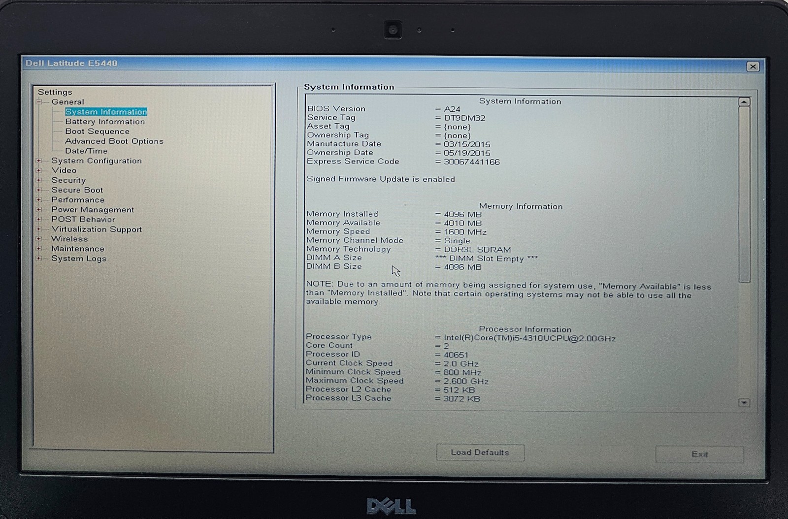 Dell Latitude E5440 14″ Laptop Intel Core i5-4310U 4GB RAM NO HD/OS (FL)