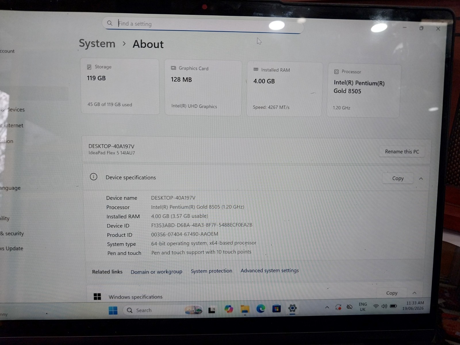Lenovo Ideapad Flex 5 14IAU7 14″ 4GB RAM 128GB SSD WIN 11 HOME
