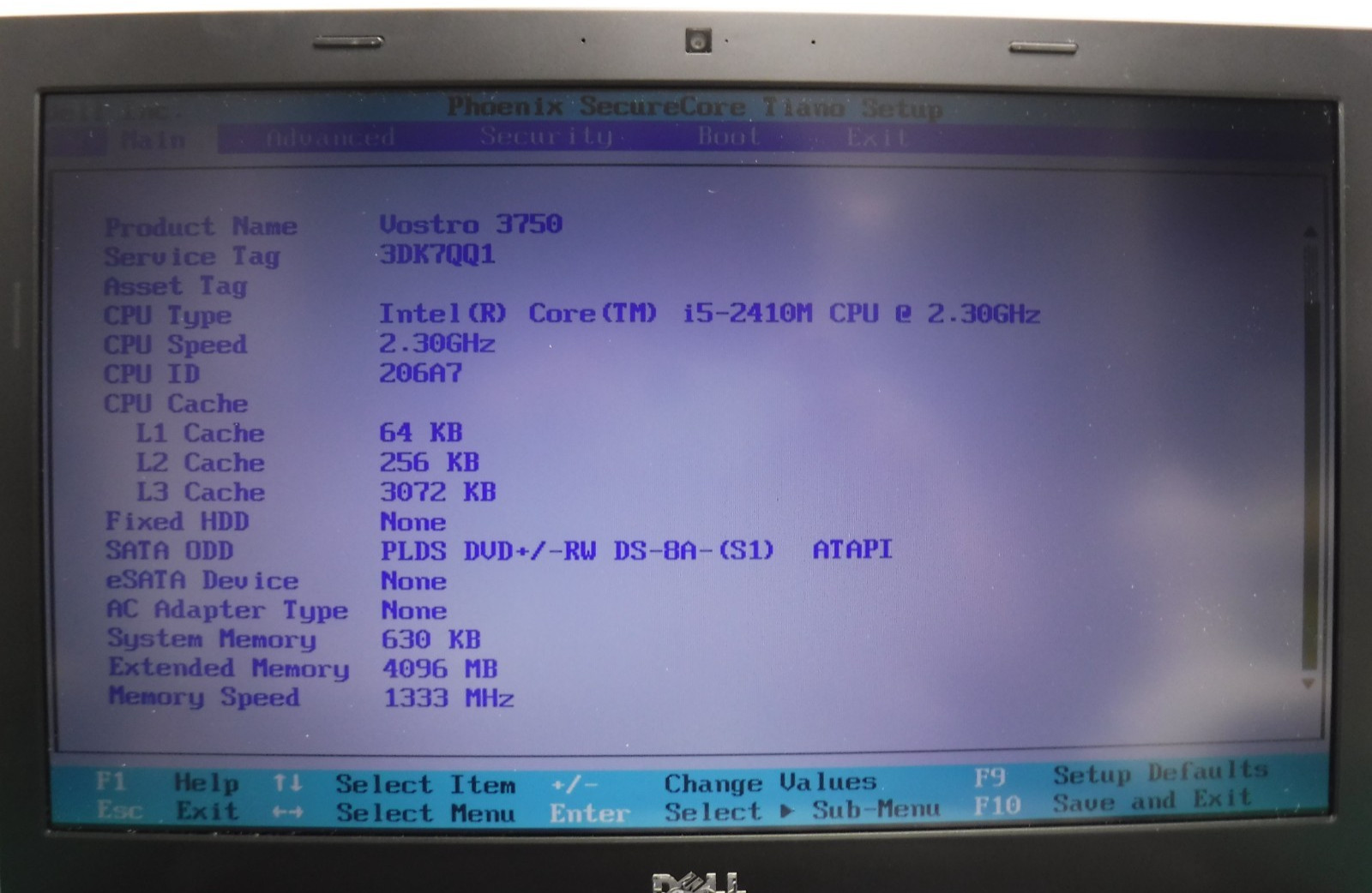 Dell Vostro 3750 – i5‑2410M – 4GB RAM – No SSD/OS