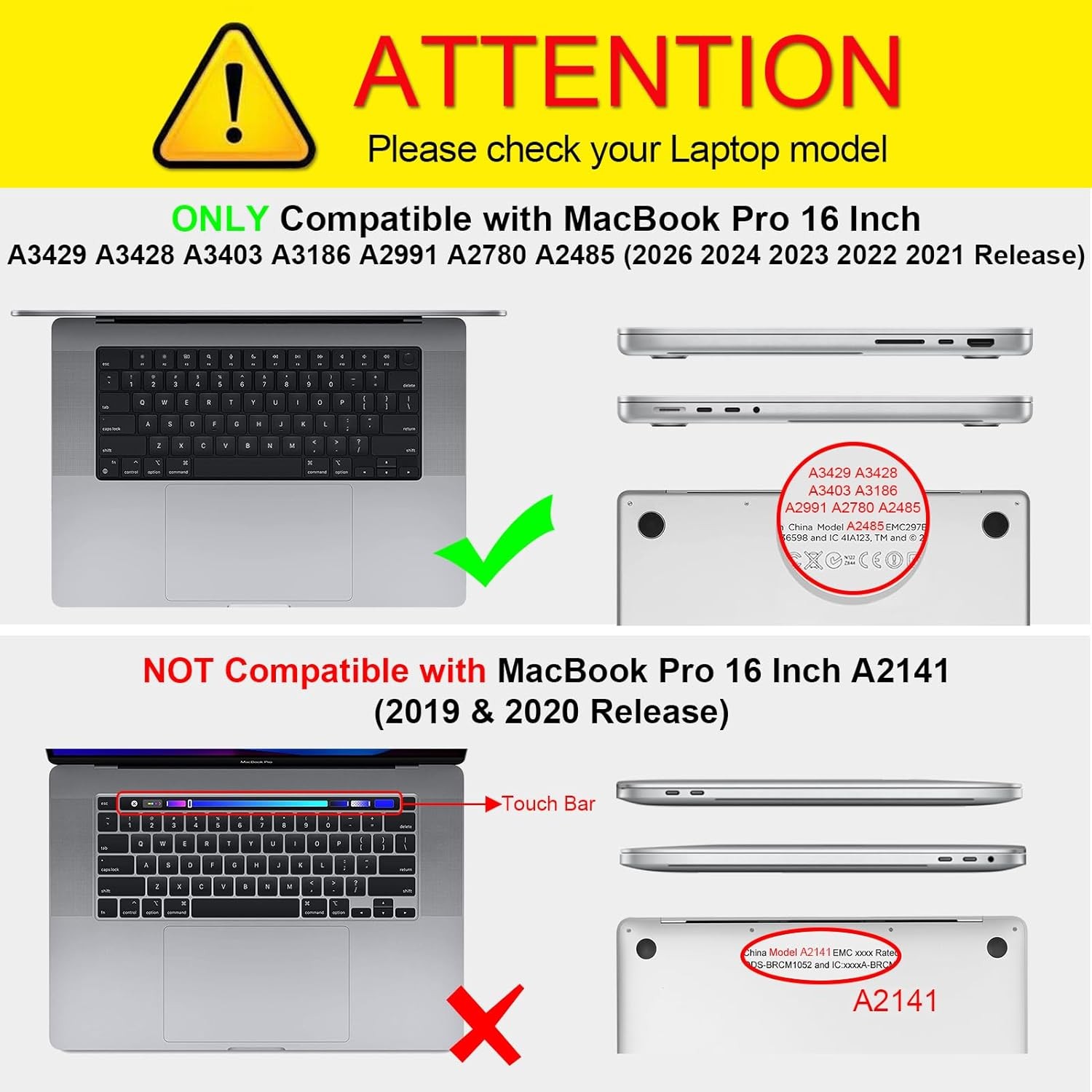 Heavy Duty Rugged Hard Shell Case for MacBook Pro 16 Inch, Crystal Clear Cover