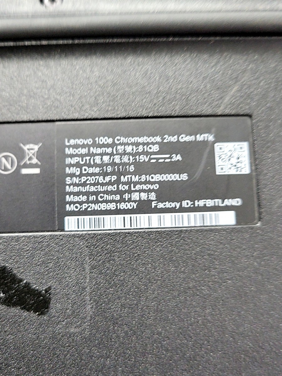 LENOVO 100e Chromebook 2nd gen MTK Intel Celeron N4020 4GB 32GB SEE NOTES