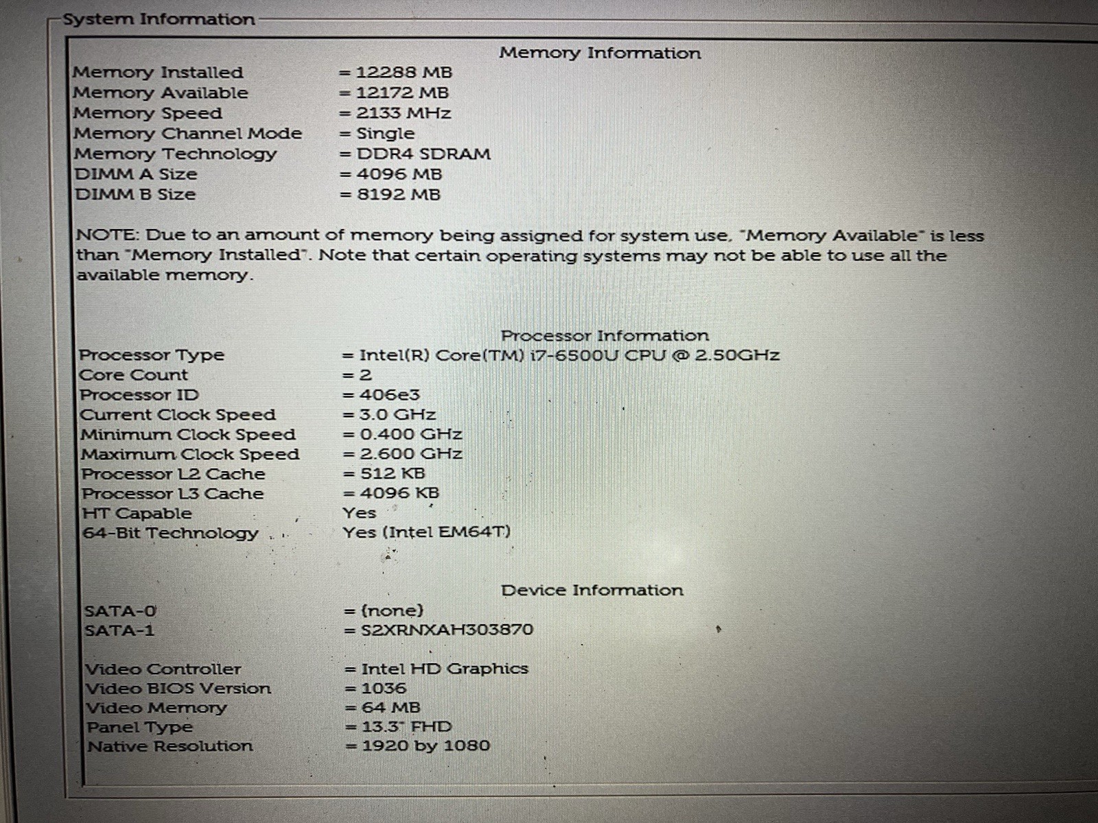 Dell Inspiron 13-7368 Intel Core i7-6500U, 512GB SSD, 12GB RAM – WORKING, READ
