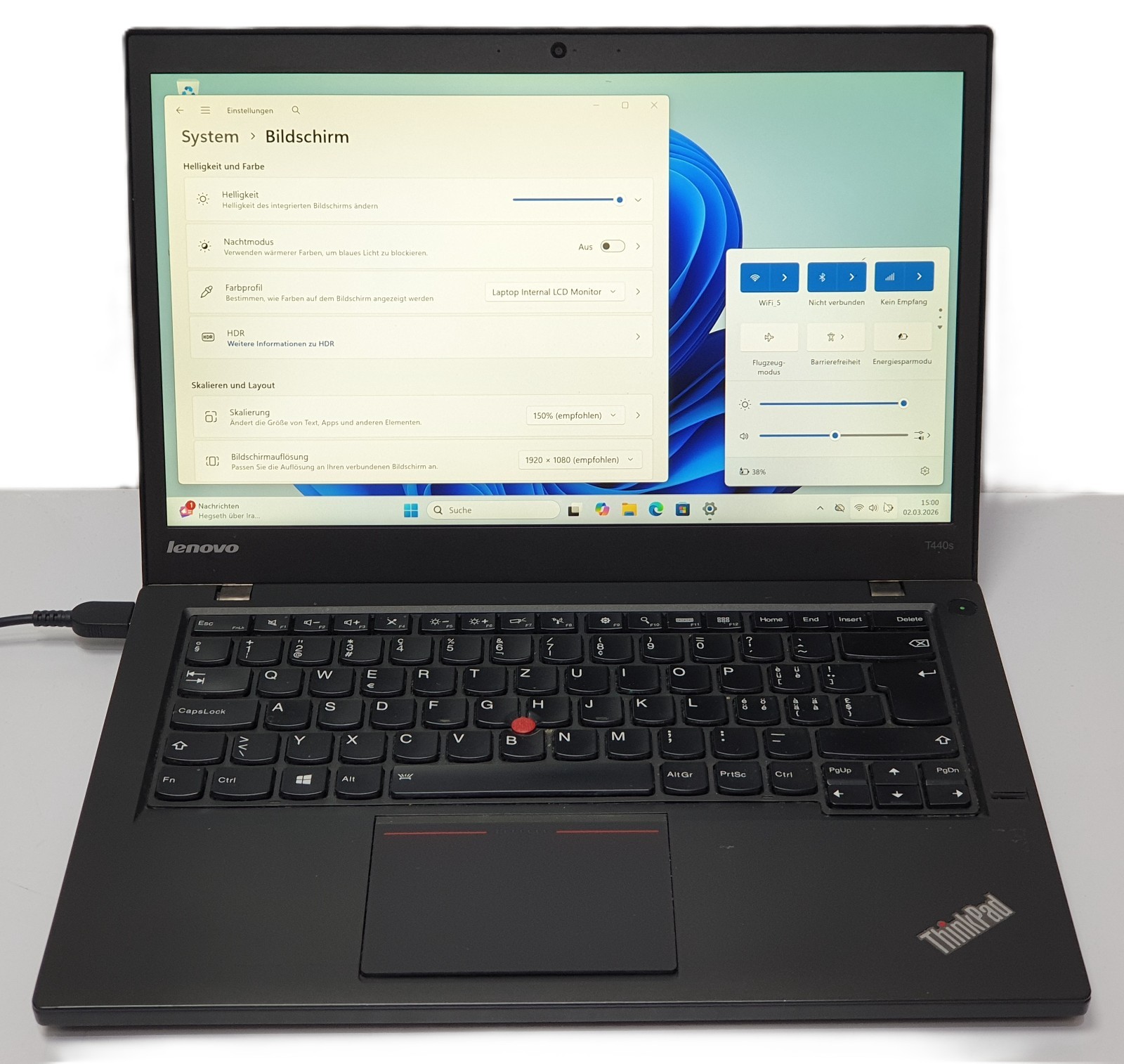 Lenovo T440s Windows 11 Notebook i7 2.10GHz 12GB 480GB Laptop mDP VGA USB3 14″