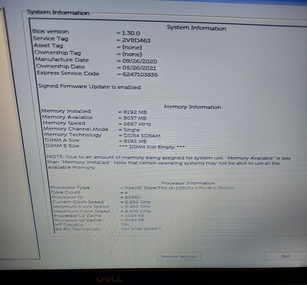 Dell Latitude 5310 Intel Core i5-10310U NO RAM NO SSD NO OS SCRATCHED PAINT #13