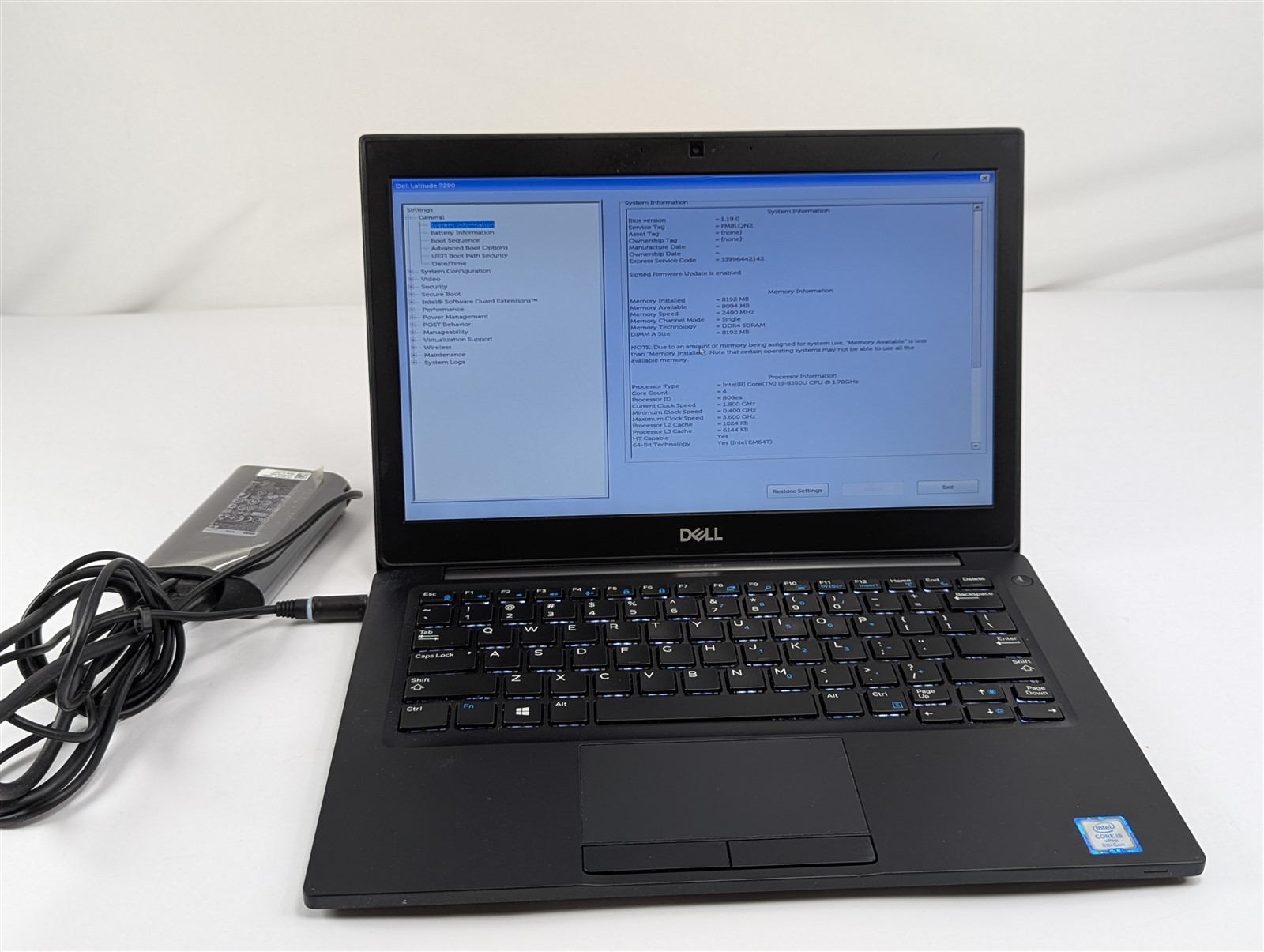 Dell Latitude 7290 2017 12.5” i5-8350U 1.7GHz 8GB RAM 256GB SSD HD
