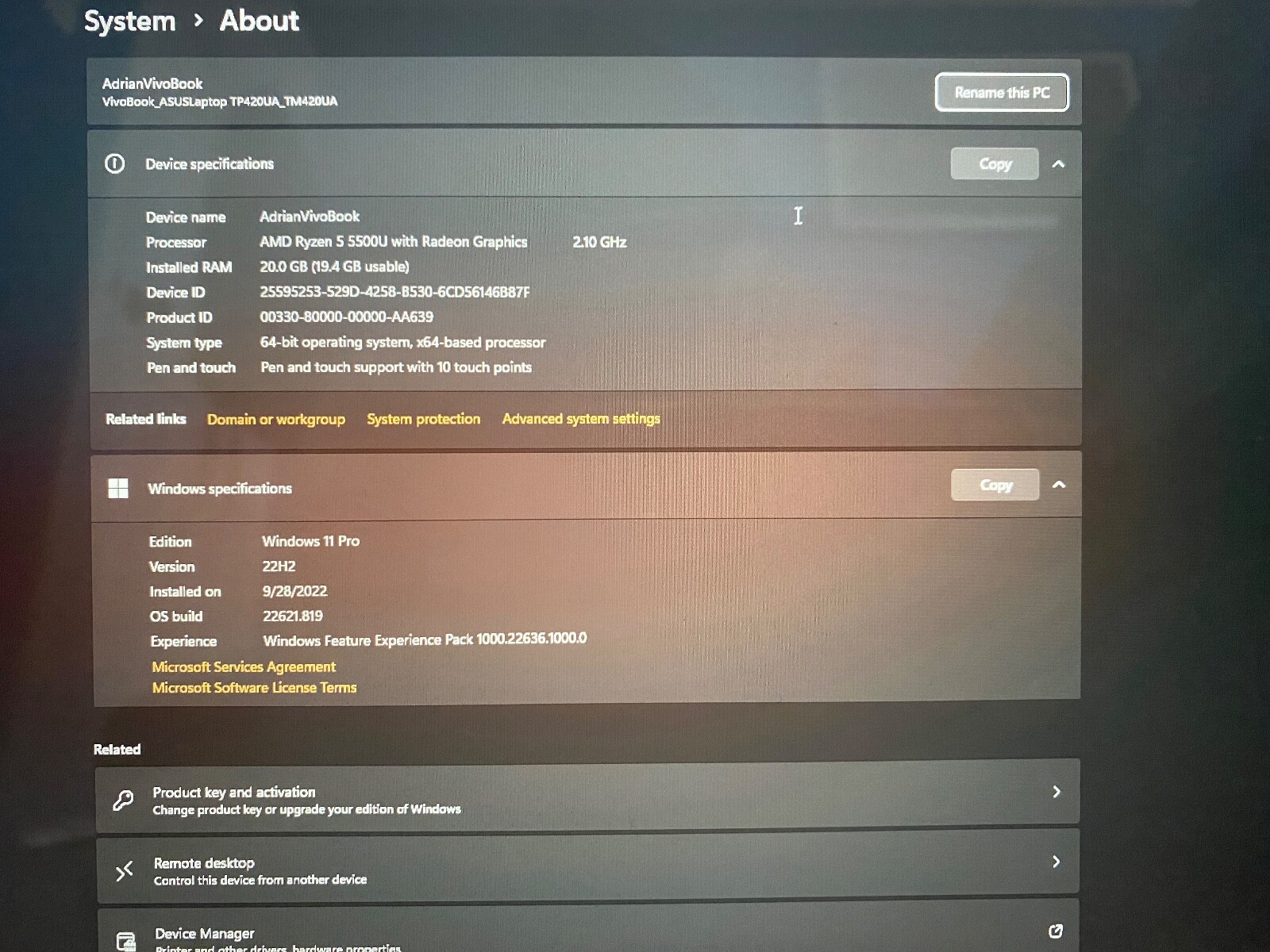 ASUS VivoBook Flip 14 TM420UA (Ryzen 5 5500U) Windows 11, Comes with Charger