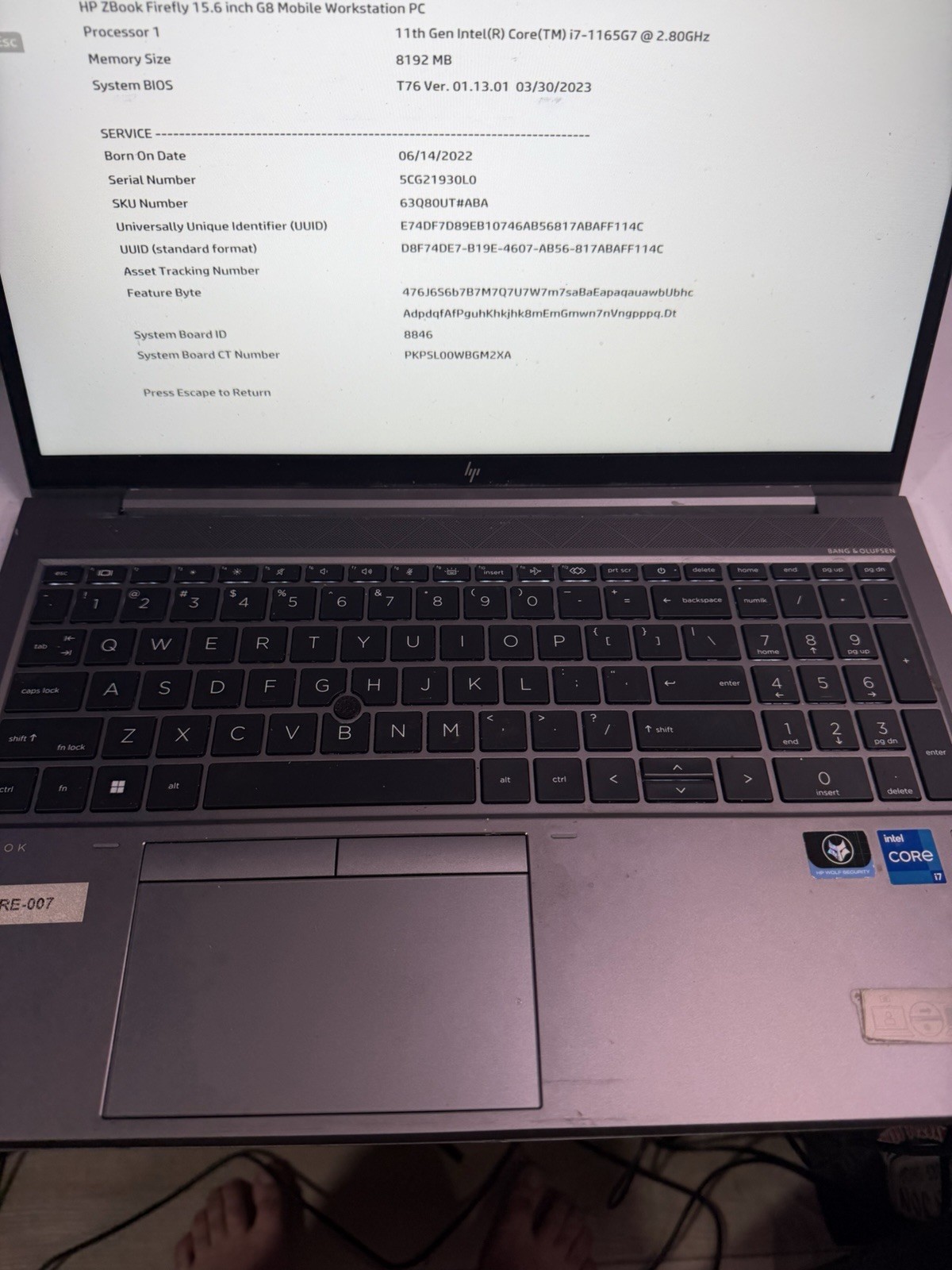 HP ZBOOK FIREFLY 15 G8 i7-1165G7 8GB 512GB [READ]