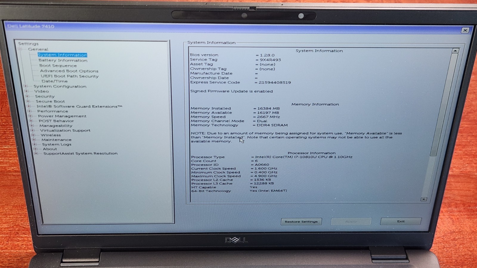Dell Latitude 7410 14″ Touch Intel i7-10810U 16GB DDR4 No HDD *BAD RAM* AS-IS