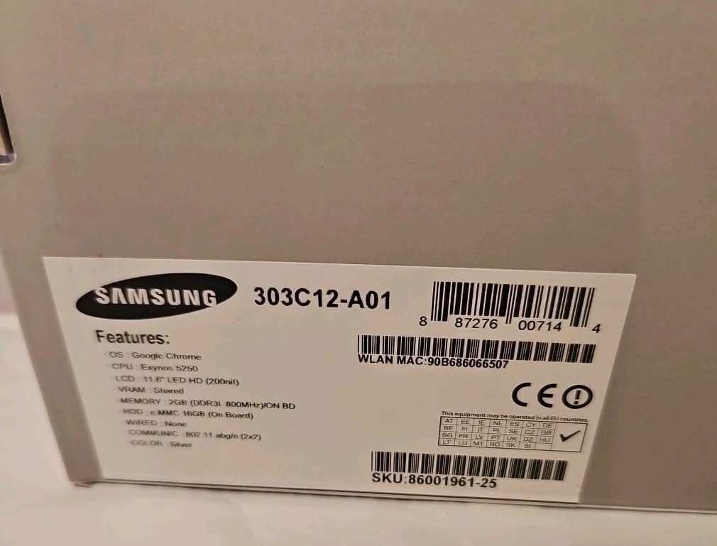 New Samsung XE303C12-A01US 11.6″ Chromebook Exynos 5250 16GB SSD 2GB RAM Chrome