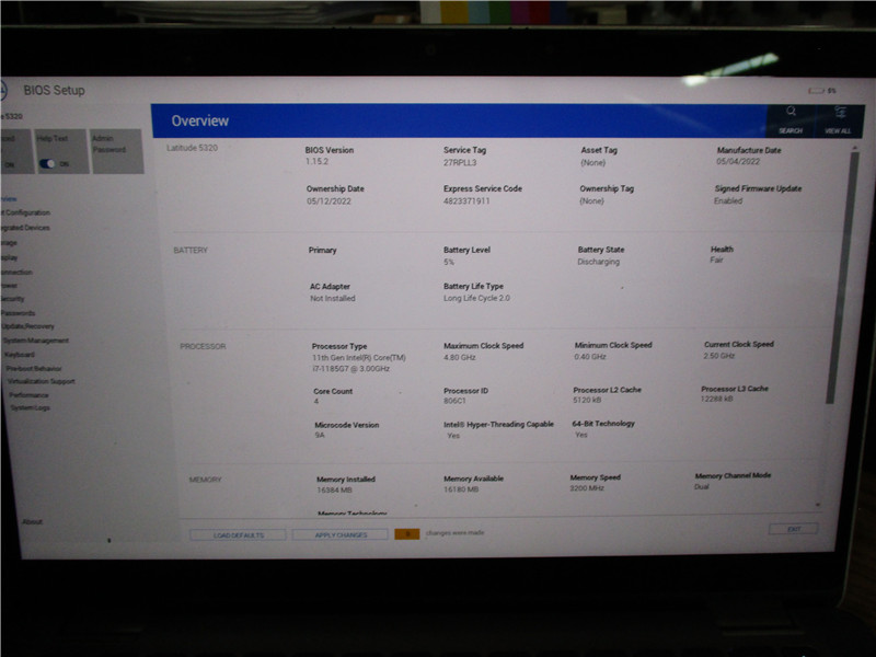 Dell Latitude 5320 Laptop i7-1185G7 16GB No SSD Win 11 COA Grade C